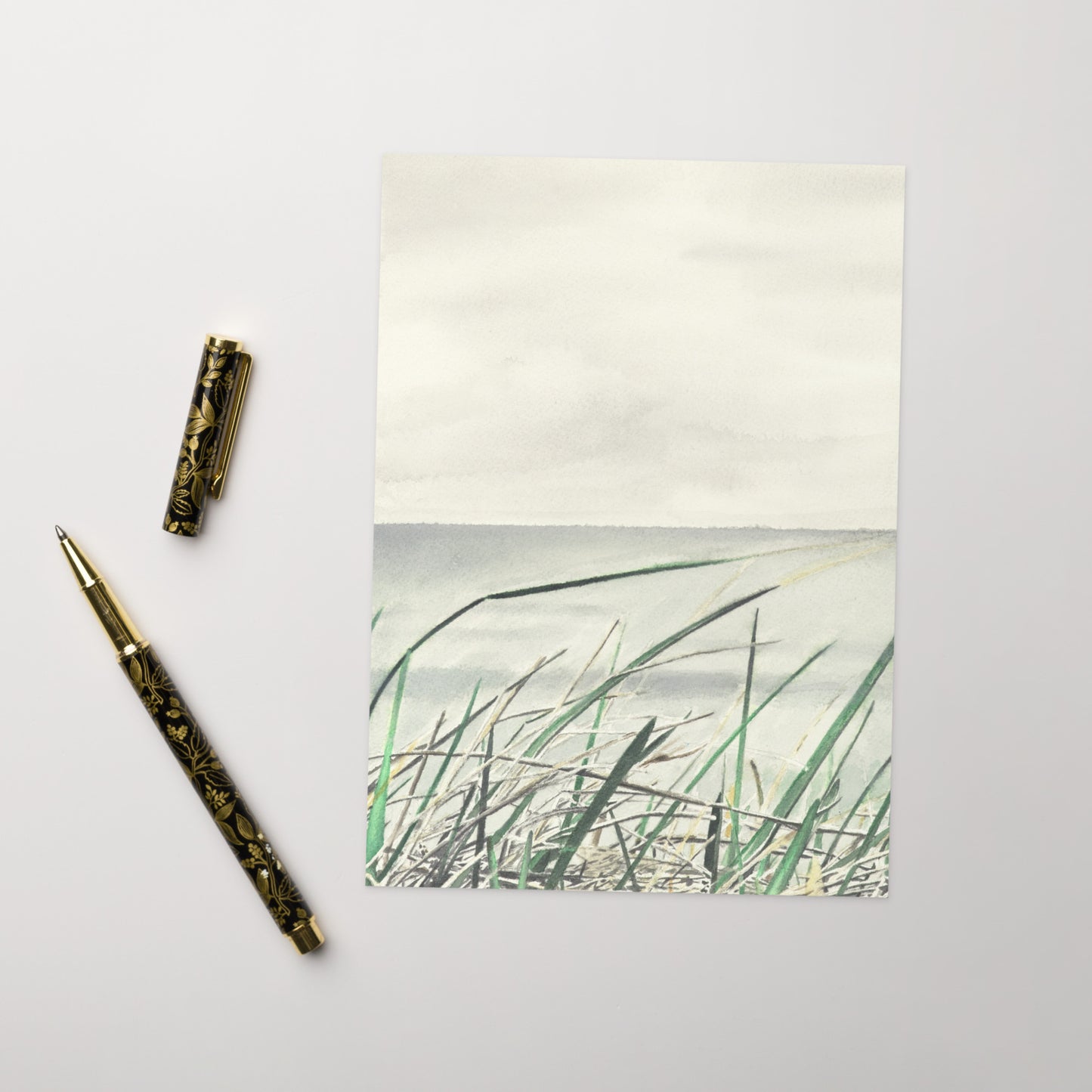 Grass Ocean Cliff Greeting Card