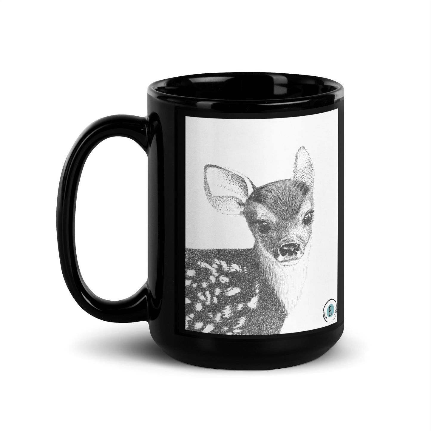 Stippling Fawn Black Glossy Mug