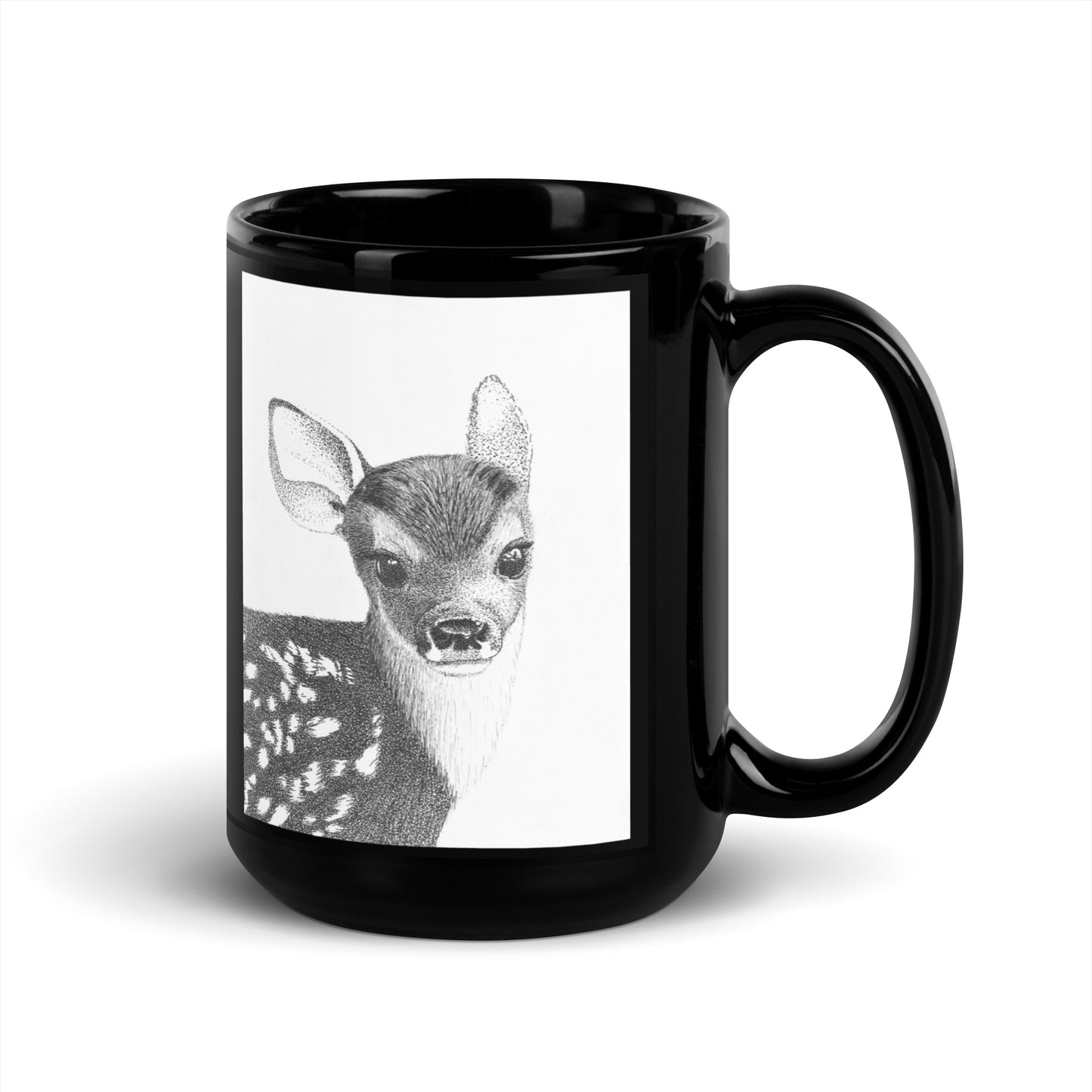 Stippling Fawn Black Glossy Mug