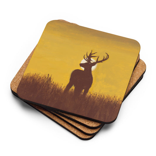 Elk Sunset Cork-back coaster