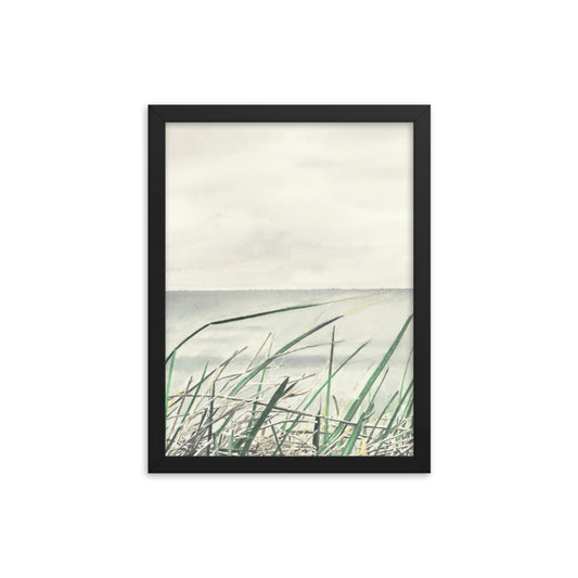 Grass Ocean Cliff Framed Poster